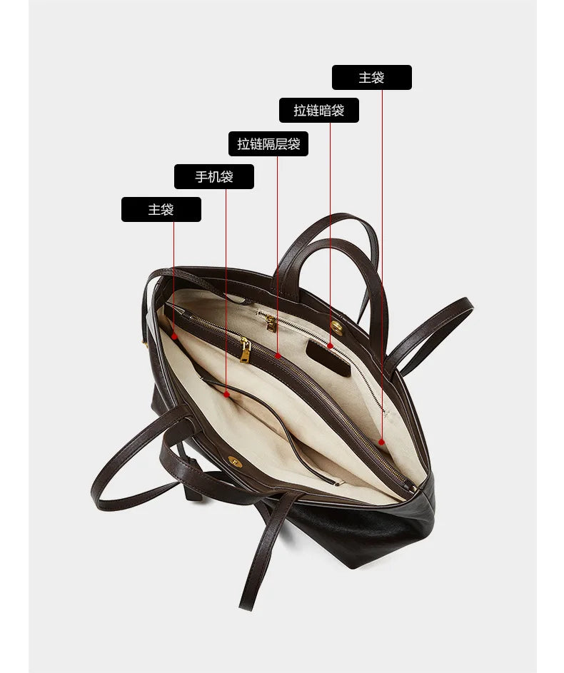 Luxury Woman Shoulder Bag Soft Leather Large Capacity